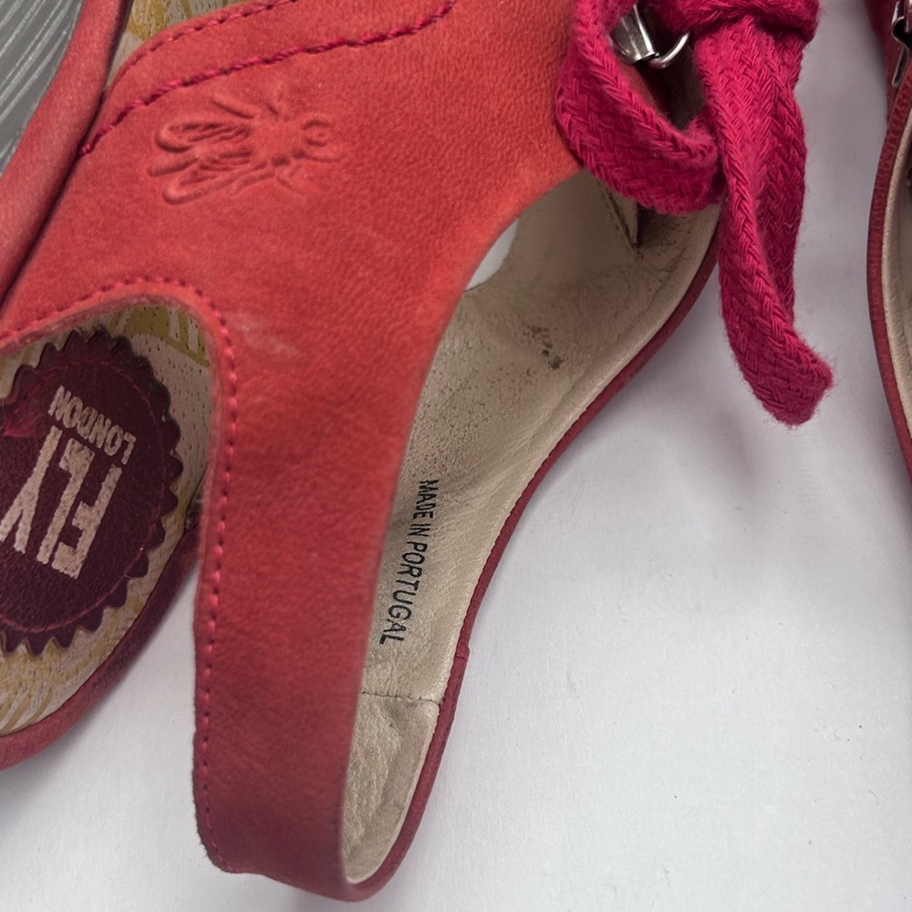 FLY LONDON Red leather wedge sandals Size 40 - Picture 15 of 16